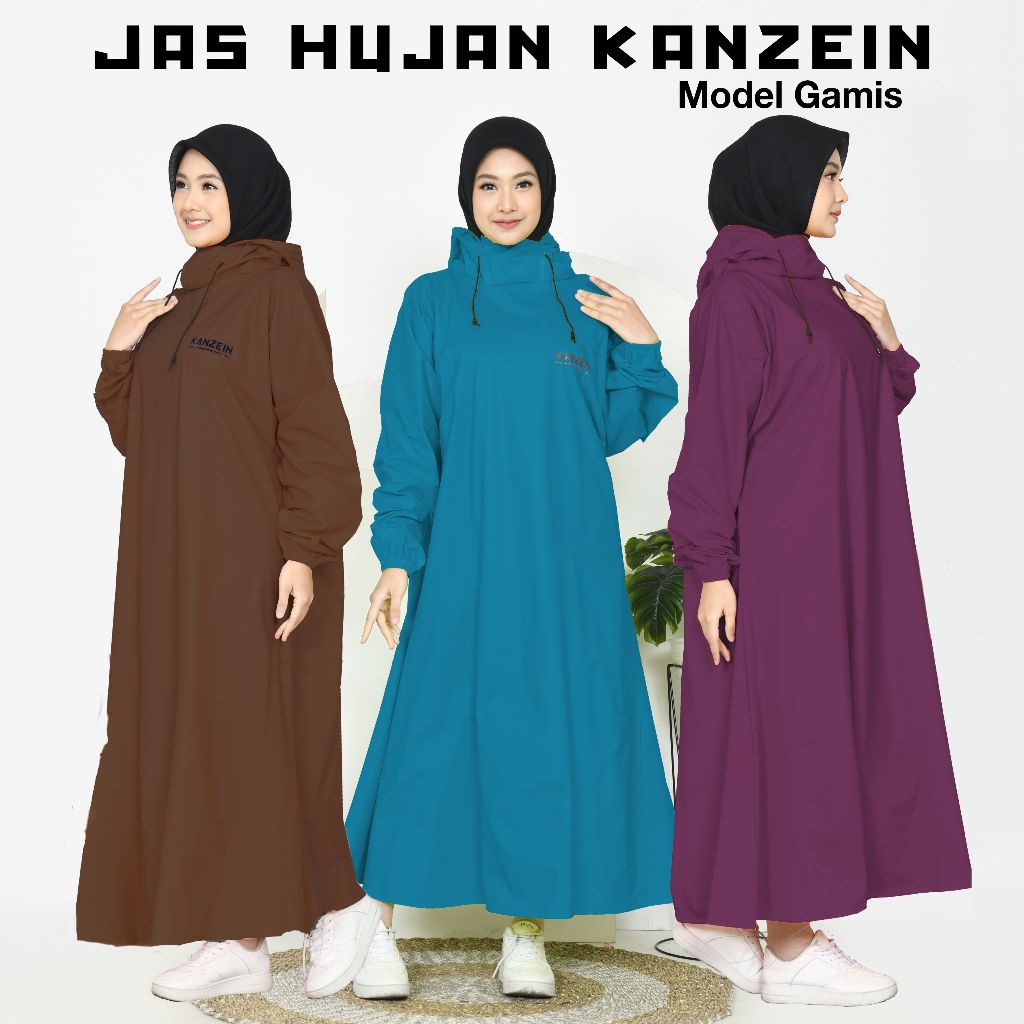 KANZEIN JAS HUJAN GAMIS WANITA MUSLIMAH MURAH KUAT TEBAL ELASTIS TAHAN A