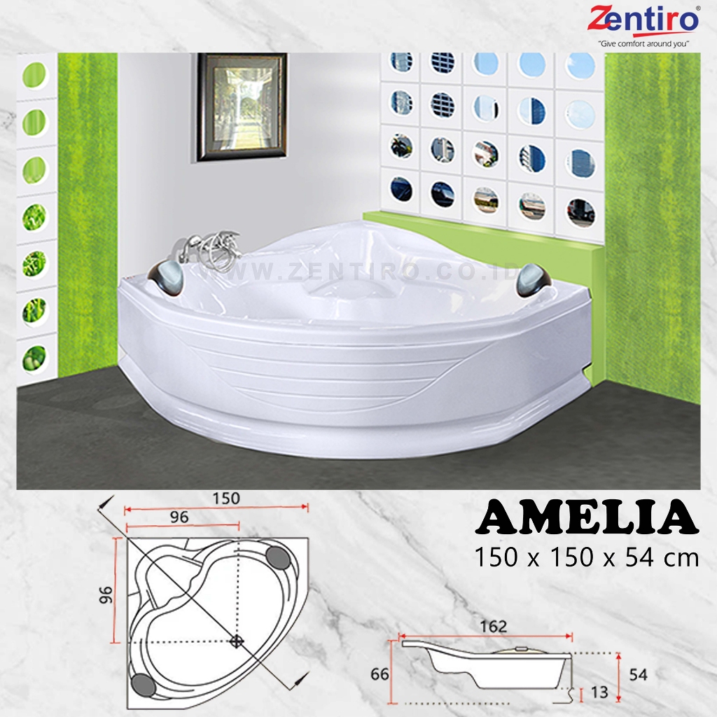 Bathtub Sudut Marble ZENTIRO AMELIA 150x150 | Bathtub Corner Free Ongkir JADETABEK