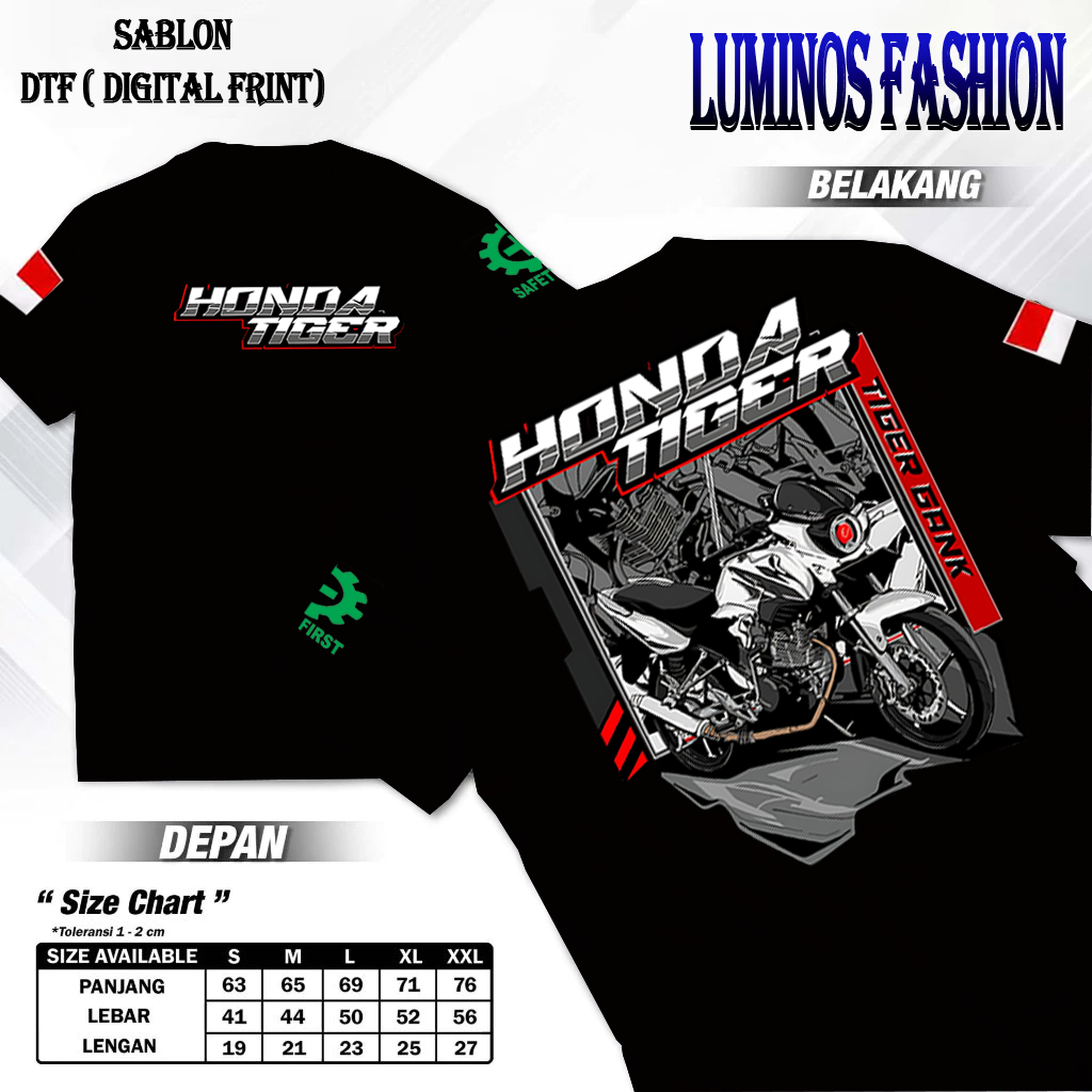 "Luminosfashion12 KAOS HONDA TIGER - T SHIRT TIGER GANK - KAOS KOMUNITAS TIGER HEREX PRIA COD