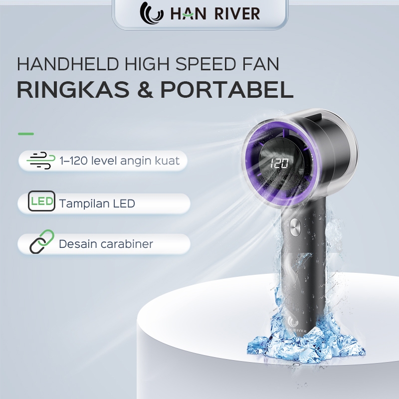 HAN RIVER Kipas Angin Portable 120 Level Angin Baterai Hingga 15 Jam Kipas Mini Tangan USB Charge