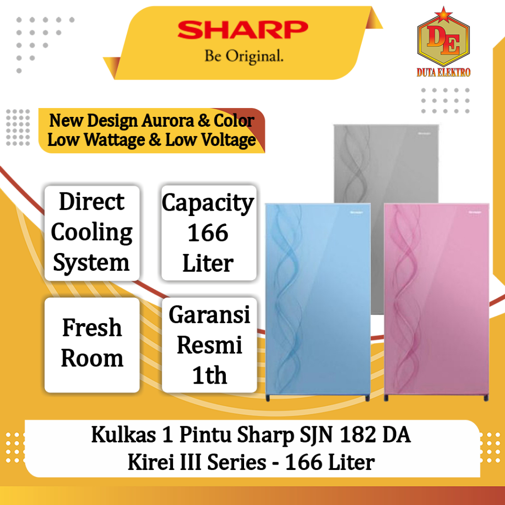 Kulkas 1 Pintu Sharp SJN 182 DA Kirei III Series - 166 Liter
