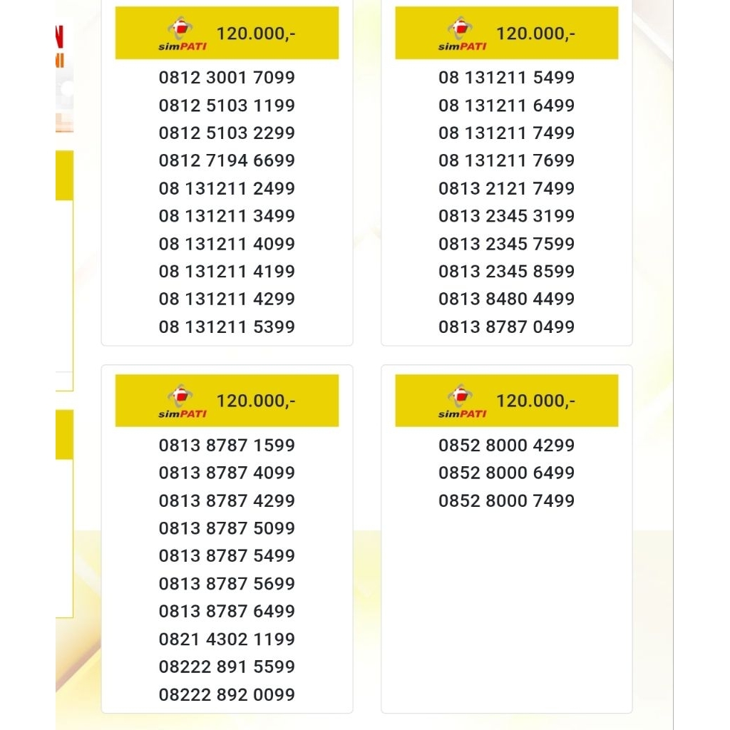 Nomor Cantik Simpati Ekor 99 bsm105