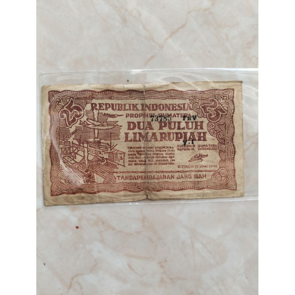 25 rupiah orida rp25 bukit tinggi 1948 asli