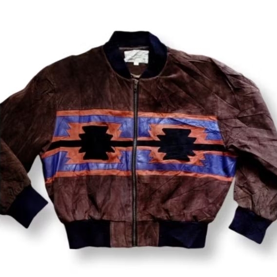 Preloved Oversized Varsity Suede Leather Jacket FALVIS kulit asli