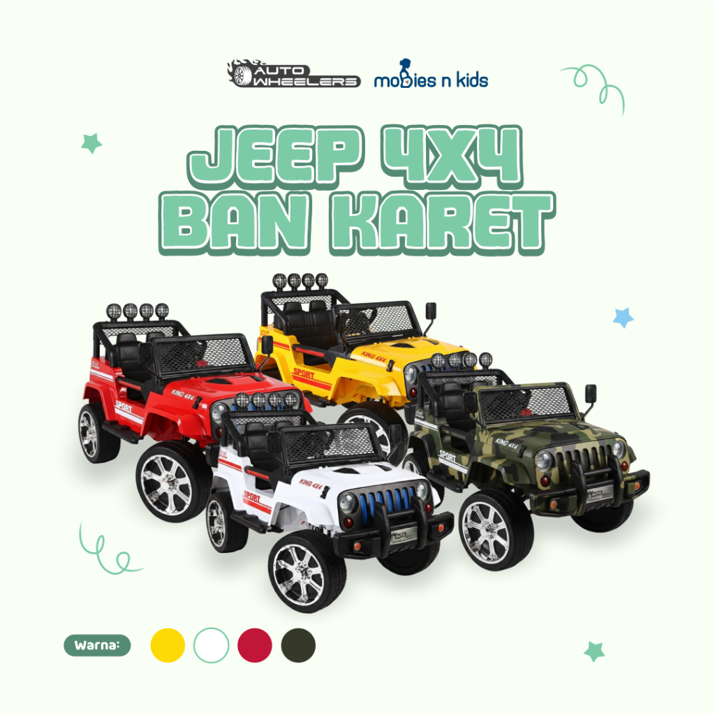 Mobies n Kids - Autowheelers JEEP 4X4 Ban Karet | Mobil Remote Control Anak | Mobil Aki Anak