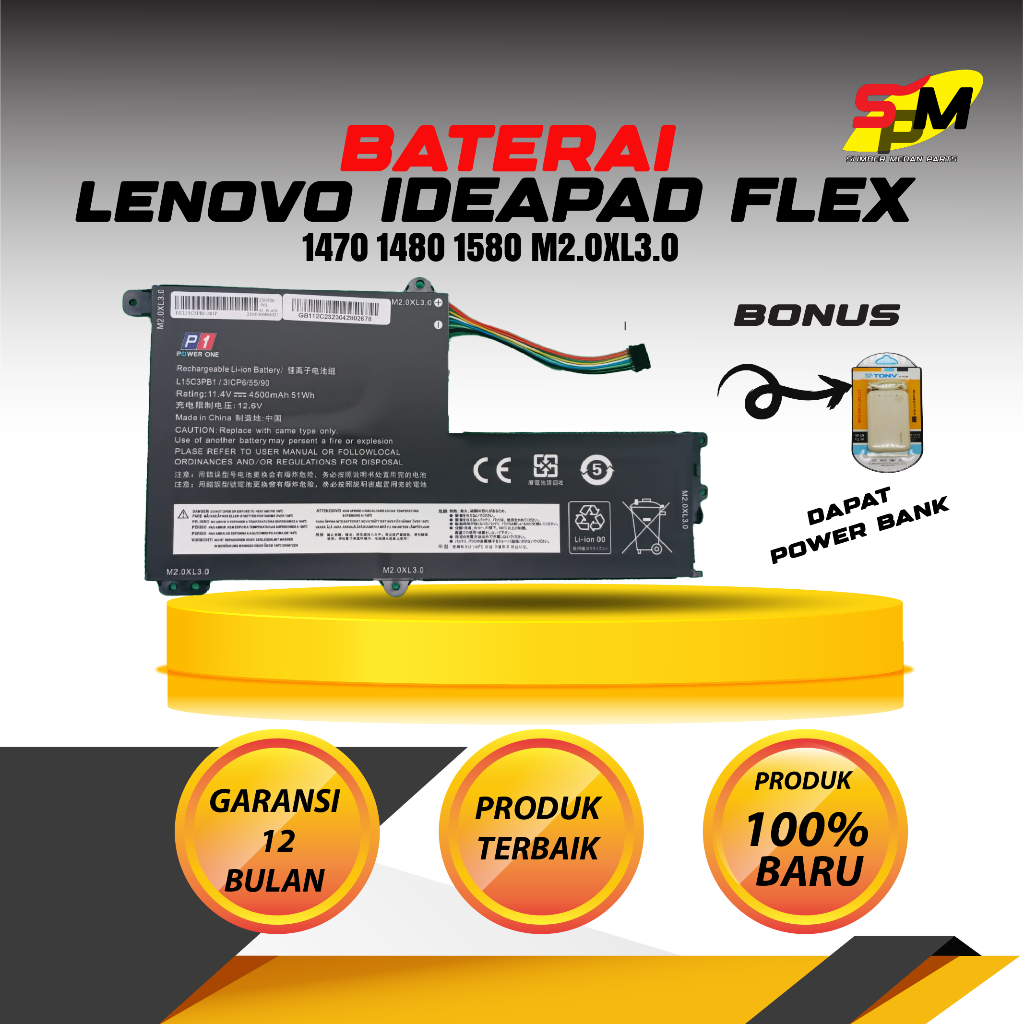 Baterai Lenovo Ideapad Flex 4 1470 1480 1580