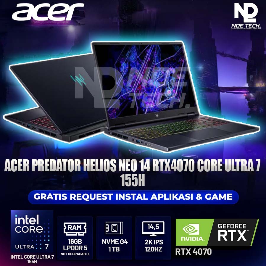 ACER PREDATOR HELIOS NEO 14 RTX4070 CORE ULTRA 7 155H