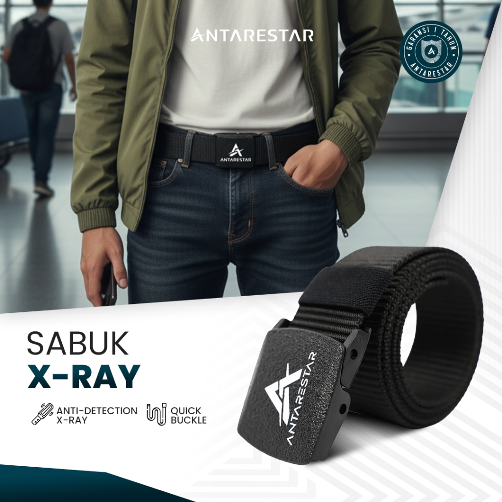 ANTARESTAR Official - Sabuk Anti Metal Detektor X-Ray Nilon Ikat Pinggang Sabuk Kanvas Tali Anti Met