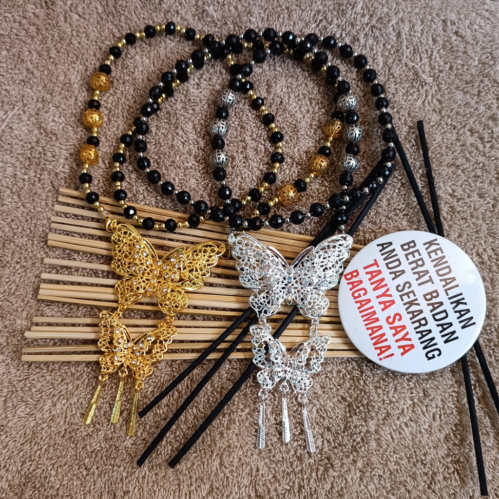 Kalung Bros 2 Susun /Bros Bunga Bintang Kalung Kebaya / Aksesoris Fashion Hijab Wanita Bross Kalung 