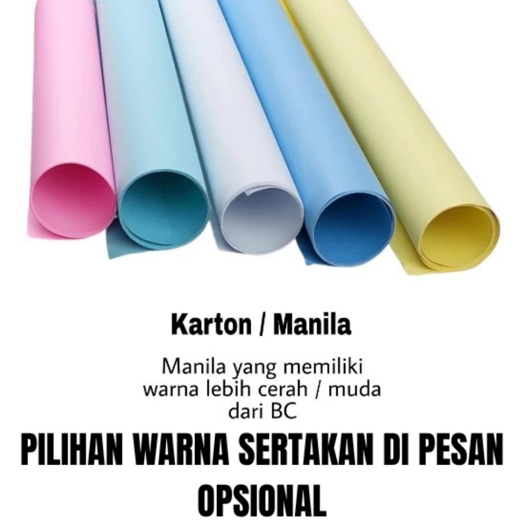 KARTON MANILA BCT PLANO ISI 20 LEMBAR || 1 GULUNG 1 WARNA UKURAN PLANO ISI 20 LEMBAR