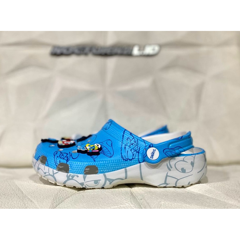 Sandal Platform x Smurf Wanita (free jibbit+tas)