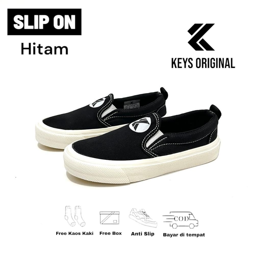 Sepatu Sekolah Anak Hitam Slop Laki Laki Perempuan Sepatu Anak SD TK PAUD Sz 26-35 SLIP ON HITAM