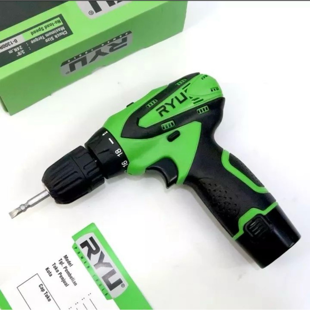 Mesin Bor Cas RYU 12V 10mm 1 BATERAI