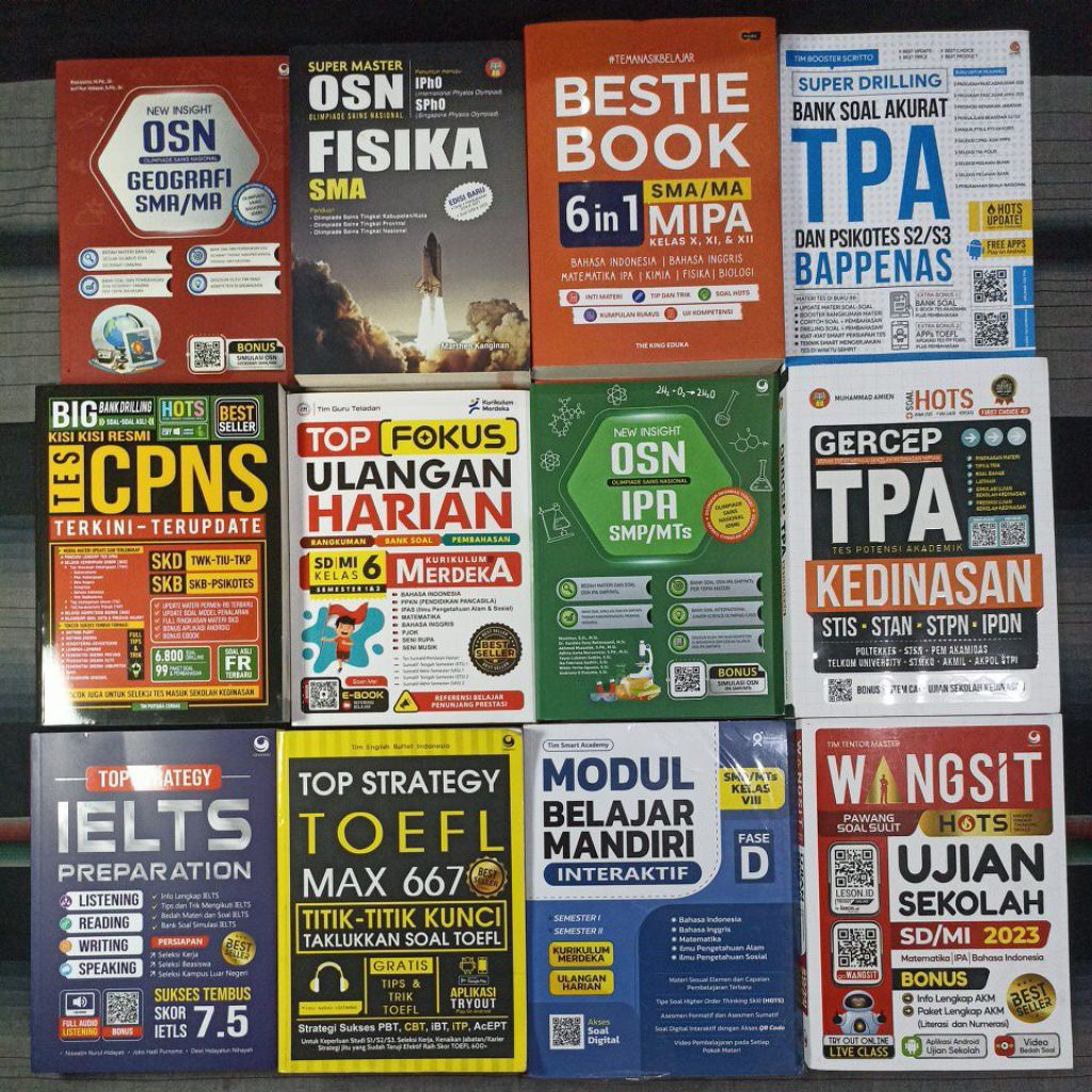 BUKU LATIHAN SOAL PELAJARAN PENDIDIKAN BERVARIASI - OSN GEOGRAFI SMA - OSN FISIKA - BESTIE BOOK 6 IN