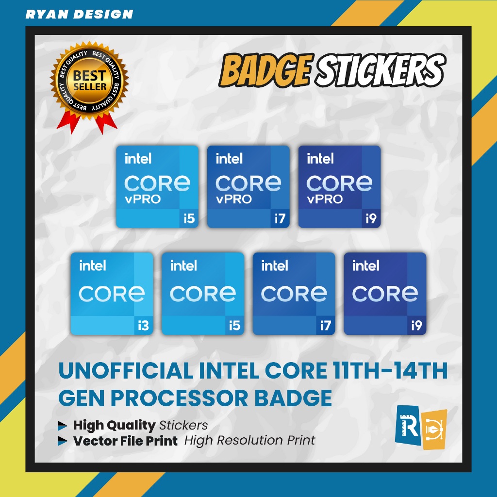 Sticker Logo Intel Core i3 Core i5 Core i7 Core i9 Gen 11 Gen 12 Gen 13 Gen 14 Sticker Badge Laptop