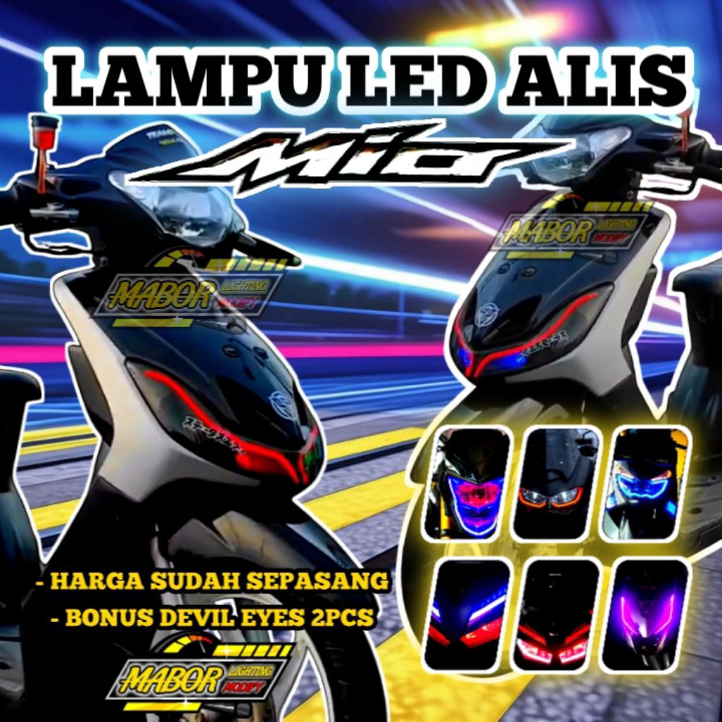 SEPASANG LAMPU ALIS MIO SPORTY MIO SMILE  BONUS DEMON EYE TIDAK BERBINTIK LAMPU VARIASI MOTOR MIO LA