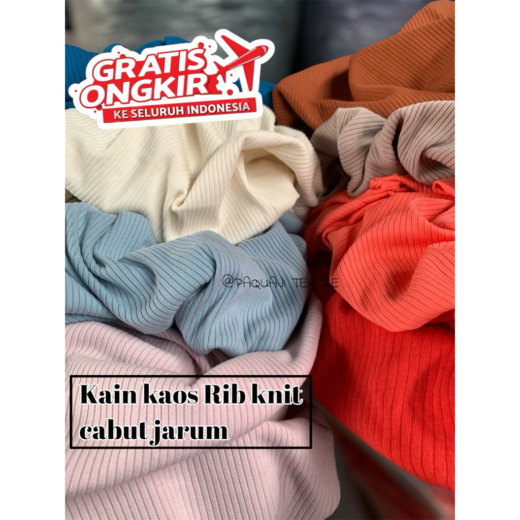 bahan kain kaos knit rib cabut jarum polos/kaos katun knit serat besar/bahan kaos katun(harga terter