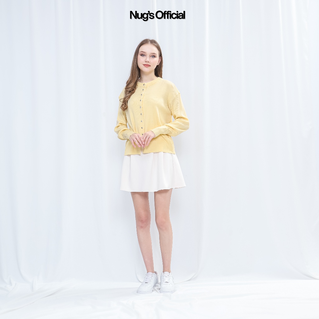NUGS Nala Cardigan Basic Knitwear Wanita Kancing Jamur Silver Premium Wanita - Panjang Atasan Tebal 