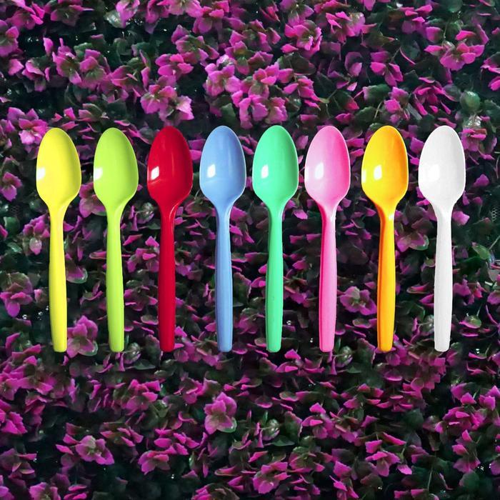 Sendok Plastik Tanggung Warna-Warni - 15 cm - isi 1pcs - Merah