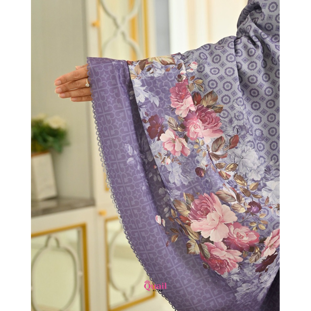 Fazluna Mukena Original Quail Mukena Dewasa Mukena Katun Printing Motif Bunga Cantik Maylea Fazluna 