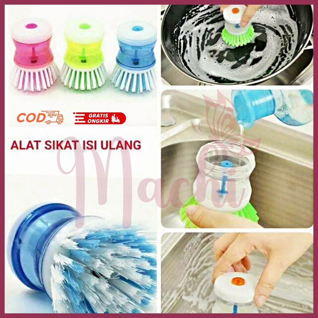 Dispenser Sabun Sikat Cuci Piring Praktis Alat Sikat Cuci Wadah Sabun Isi Ulang Sikat Cuci Praktis