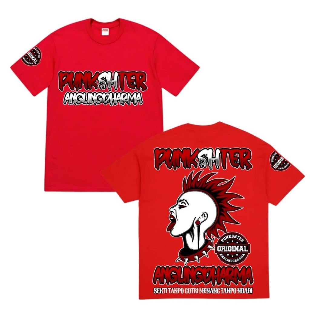 Promo Kaos PunkSHter Anglingdharma Bahan Cotton Combed Tebal Murah Dan Halus  Warna Merah