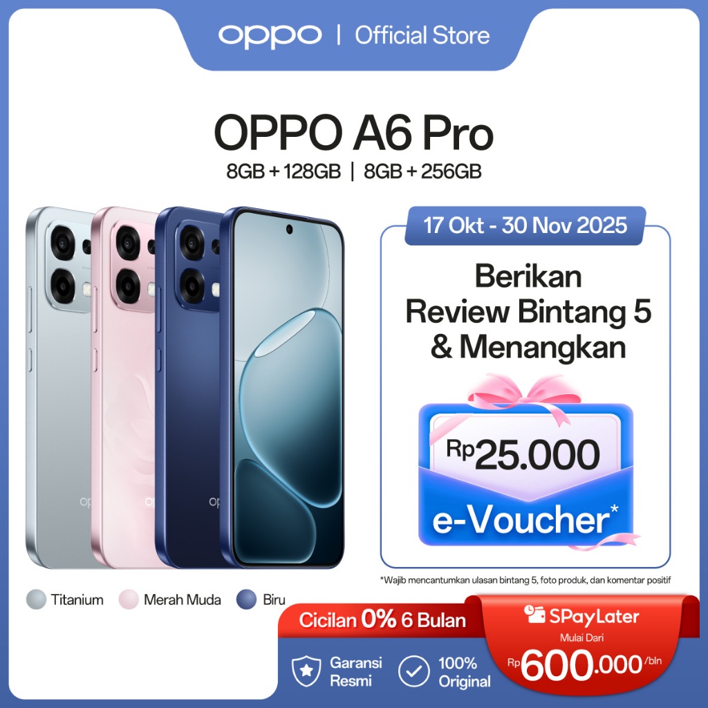[NEW] OPPO A6 Pro 8GB+128/256GB [AMOLED Ultra Cerah 120Hz, 7000mAh 80W SUPERVOOC, Sistem VC SuperCoo