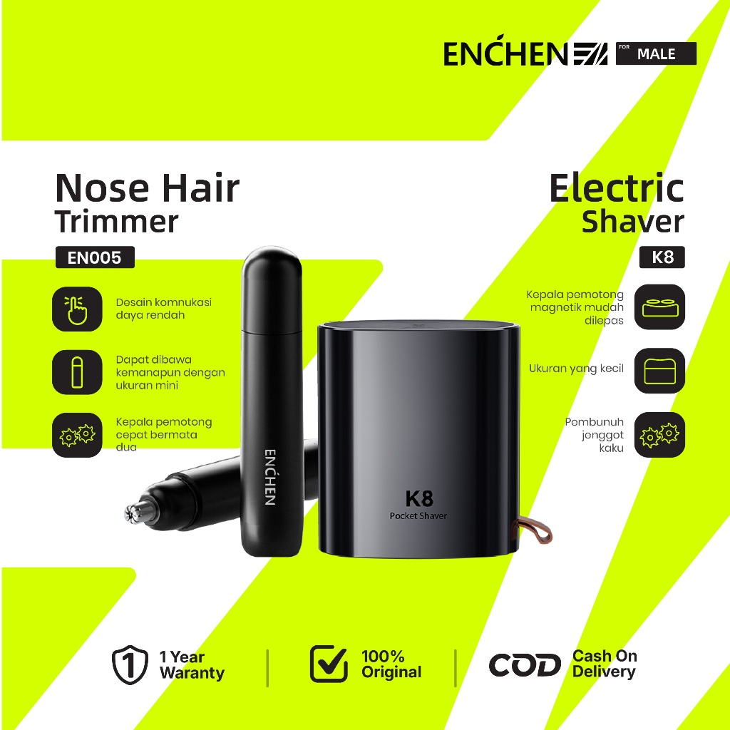[Penawaran Kombo]Enchen K8 & EN005 Pop-up Shaver Alat Cukur Elektrik Pencukur Jenggot Waterproof