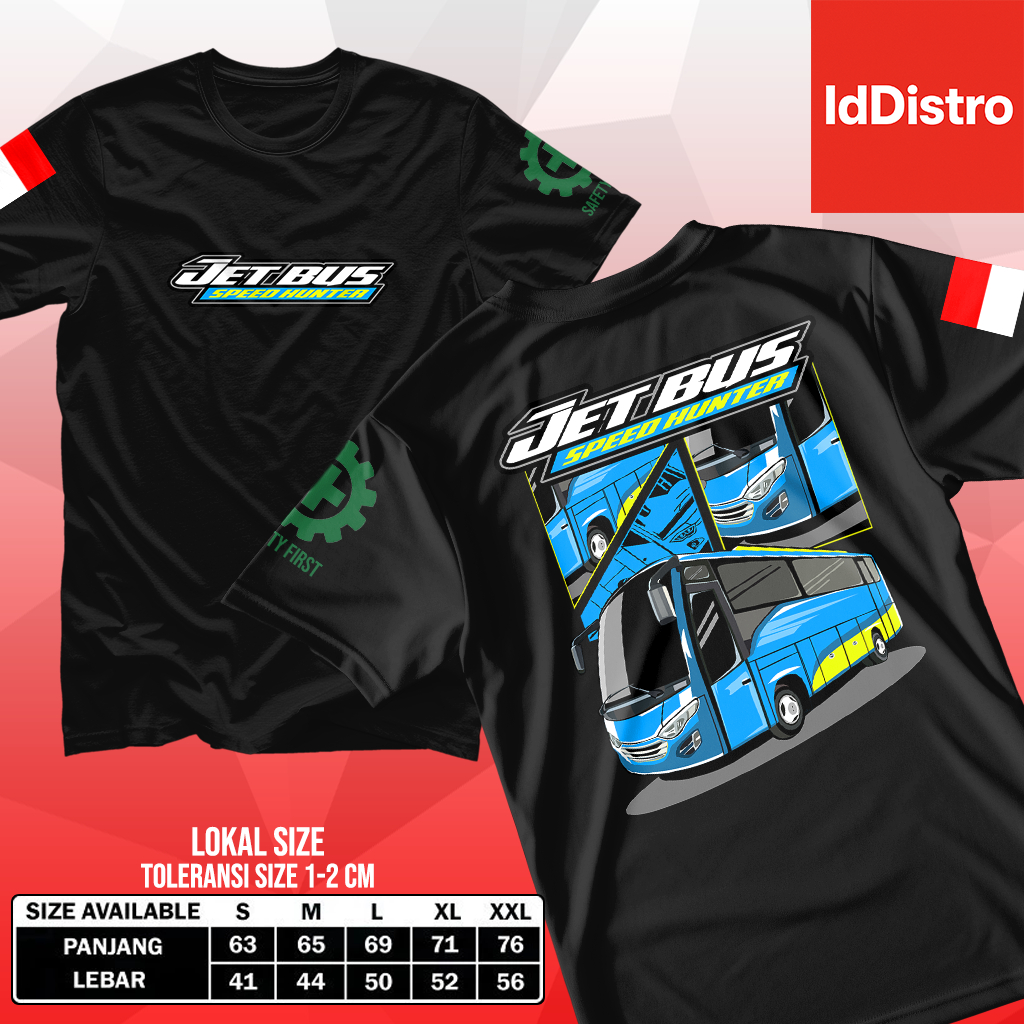 IdDistro Kaos Distro Motif JetBus Speed Hunter Bahan Semi Cotton Printing HD Unisex