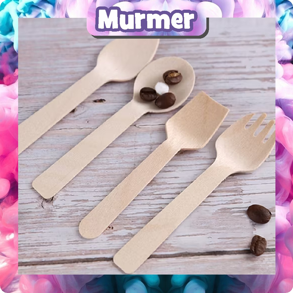 MURMER Spork Kayu Sekali Pakai Wooden Spork Sendok Garpu R1167