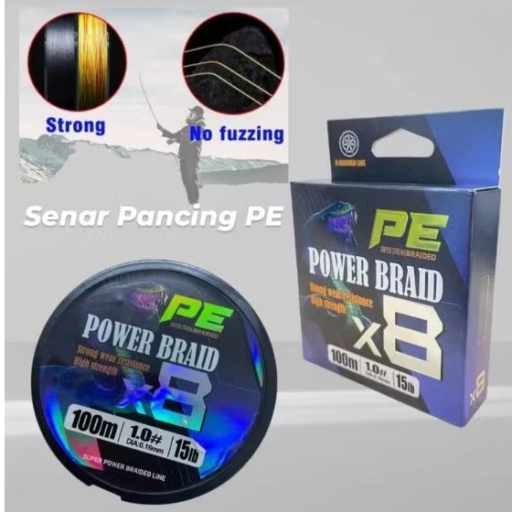 Senar Tali Pancing PE  Senar Pancing PE Super kuatBraided Fishing Line 100M - MAX X8