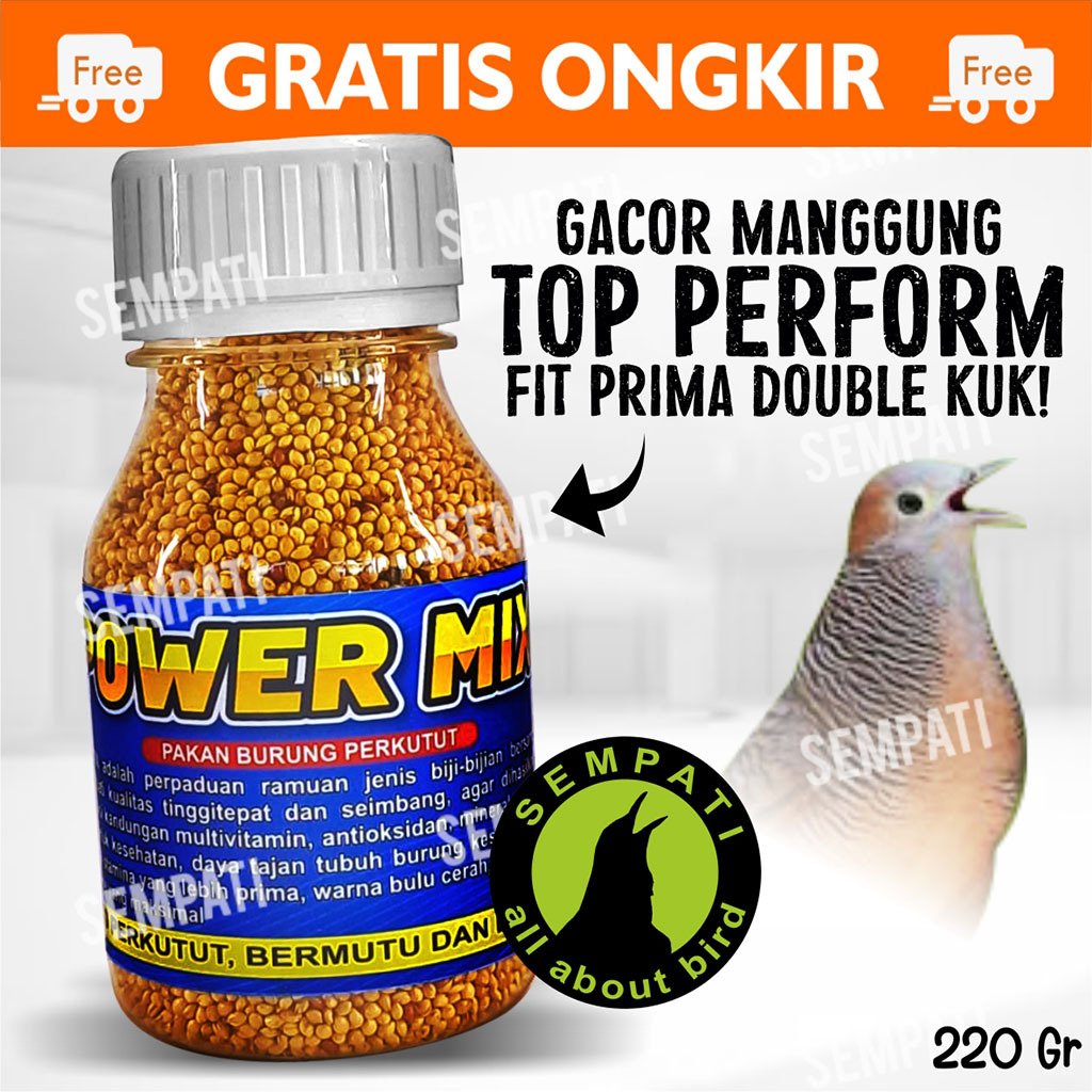 SEMPATI Power Mix 220gr Pakan Makanan Biji Bijian Burung Perkutut Tekukur Derkuku Puter Pakan Burung