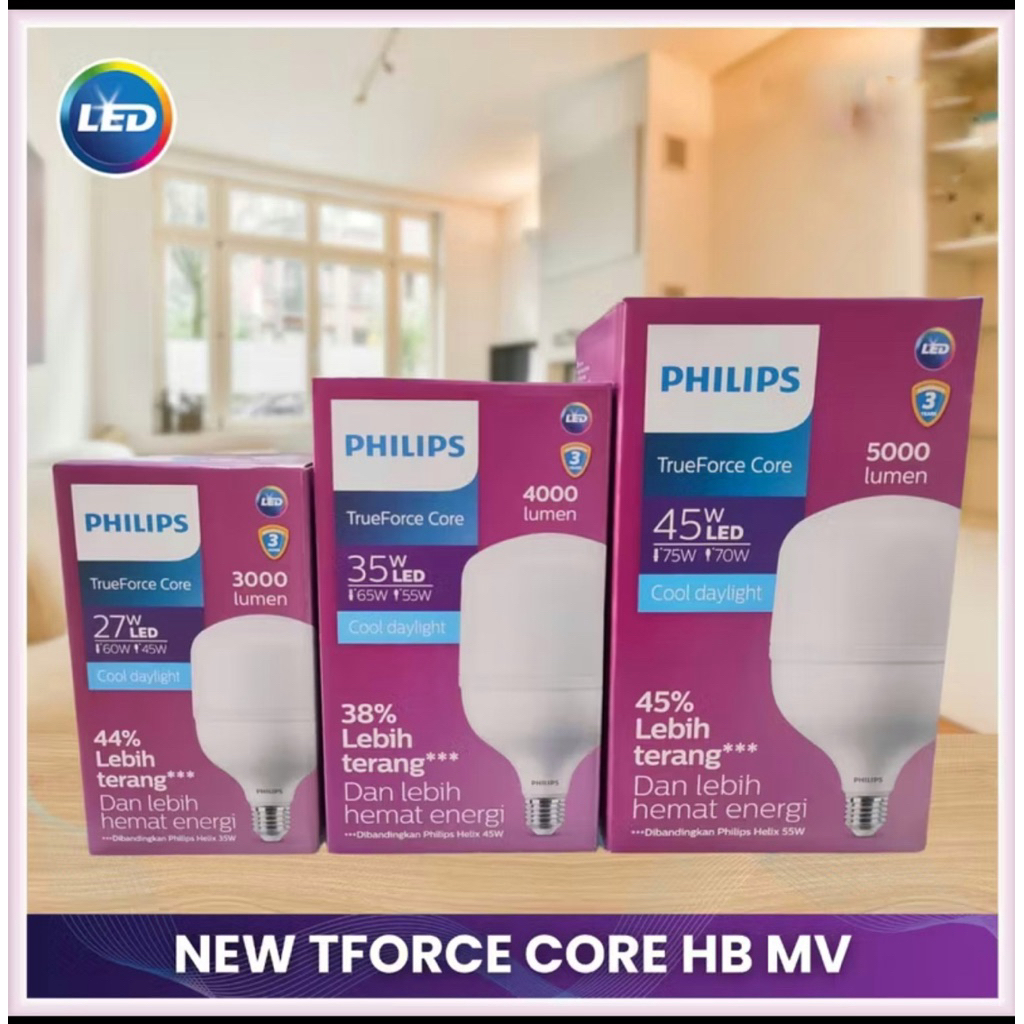 lampu led Philips Tforce 45w 35w 27w / bohlam led Philips Trueforce 45 watt 35 watt 27 watt fiting E