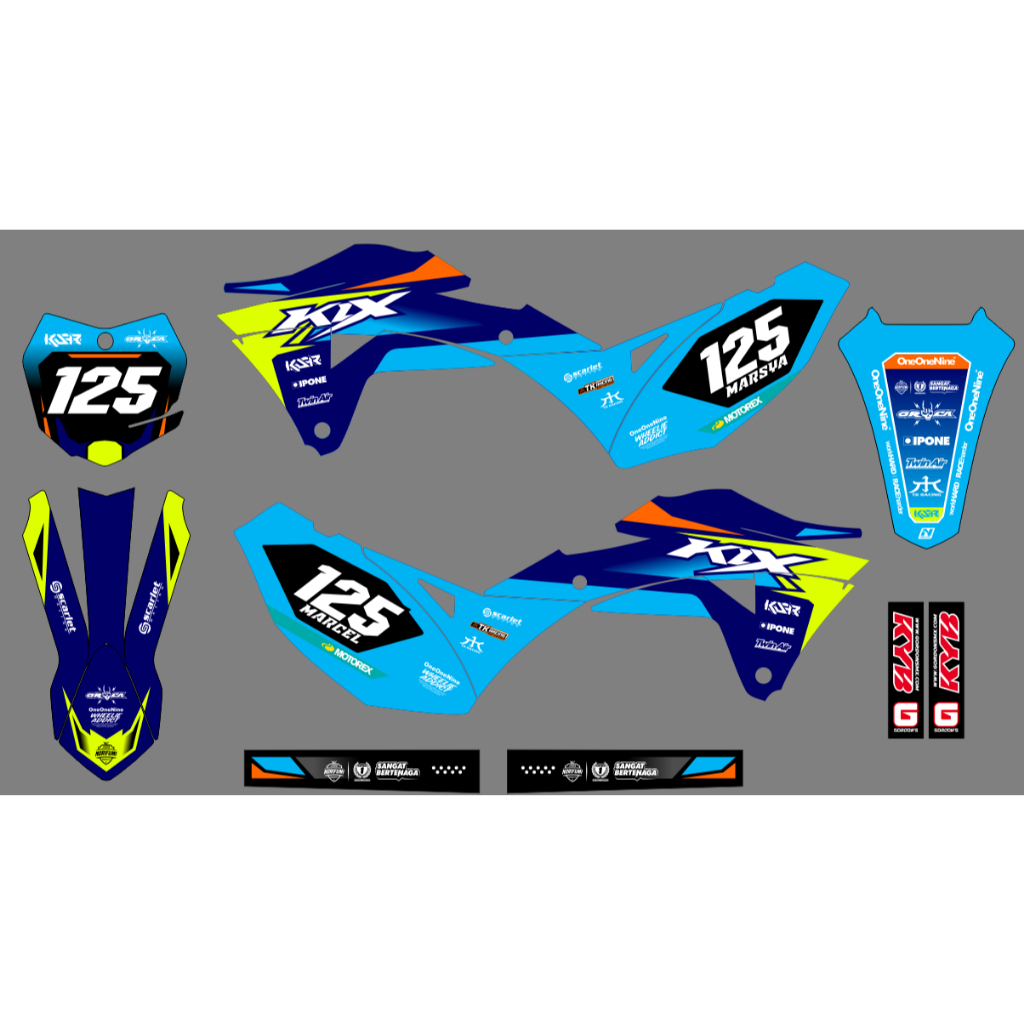 Decal Stiker Klx Gordon Dekal Variasi Stiker Striping Custom biru list hijau stabilo simple D-A5-016
