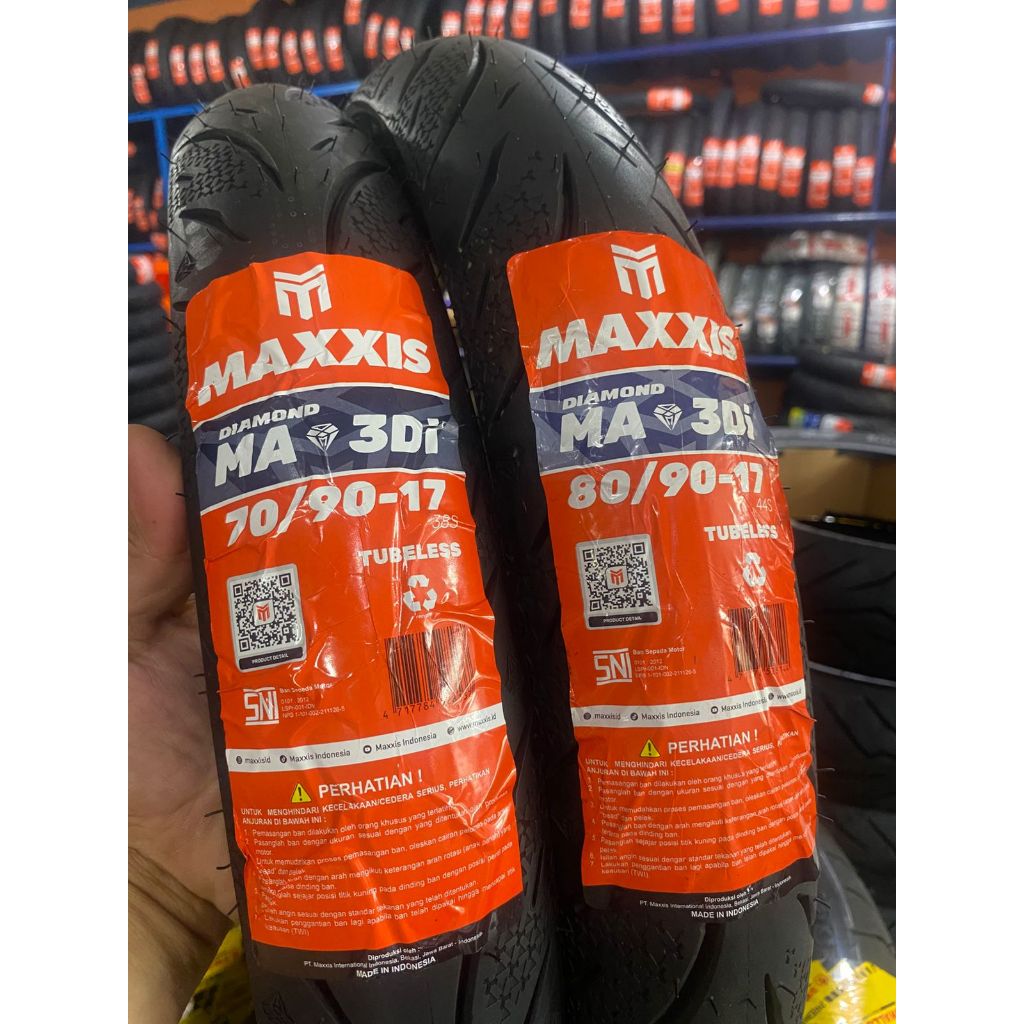 [PAKET HEMAT SEPASANG] BAN MAXXIS DIAMOND MA-3Di TUBELESS RING 17 ( 70/90-17 & 80/90-17 ) BAN MOTOR 