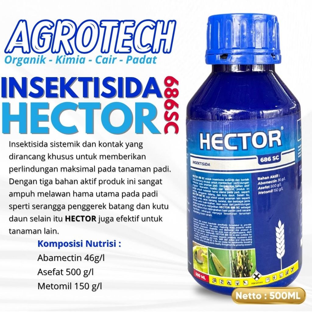 Insektisida HECTOR 686SC 250ML Pembasmi Hama Ulat Sundep & Kutu Daun Tanaman