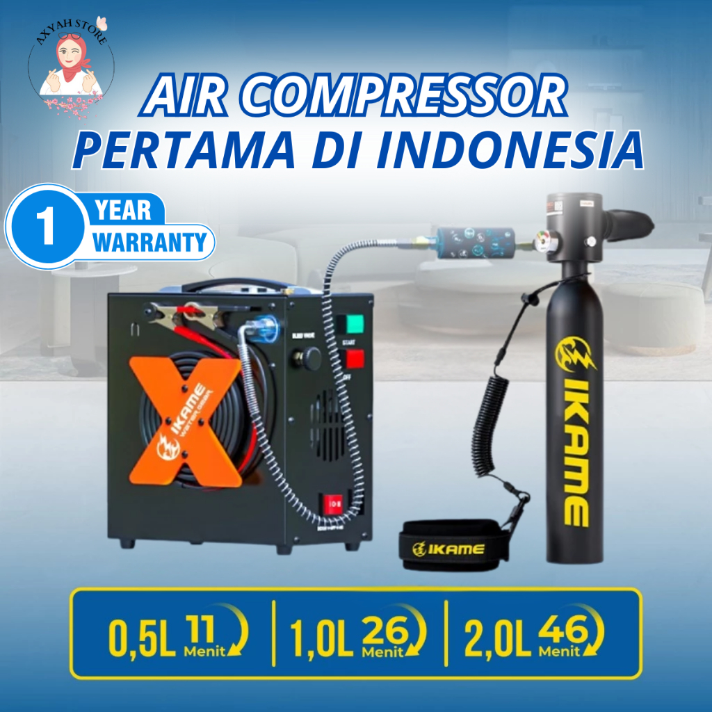 Air Compressor IKAME 250W 11L/Min – Kompresor Angin Mini Portable untuk PCP Airgun & Tabung Scuba 0.