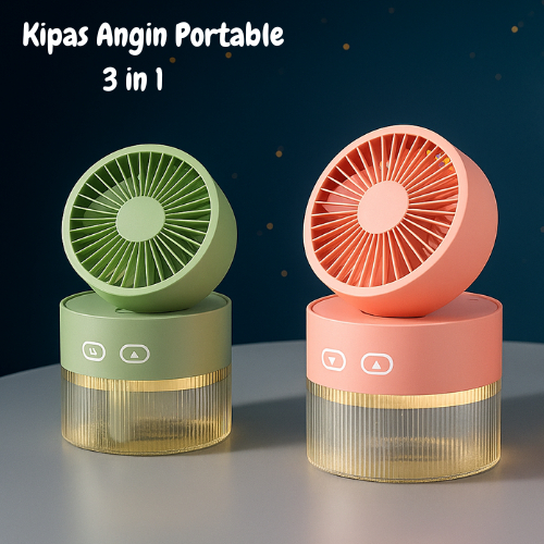 Kipas Angin Portable Mini USB Multifungsi 3 in 1 Kipas Humidifier Diffuser