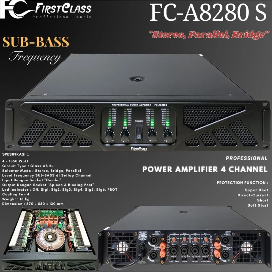 Power  Amplifier Firstclass FC A8280 S 4 ChaneL