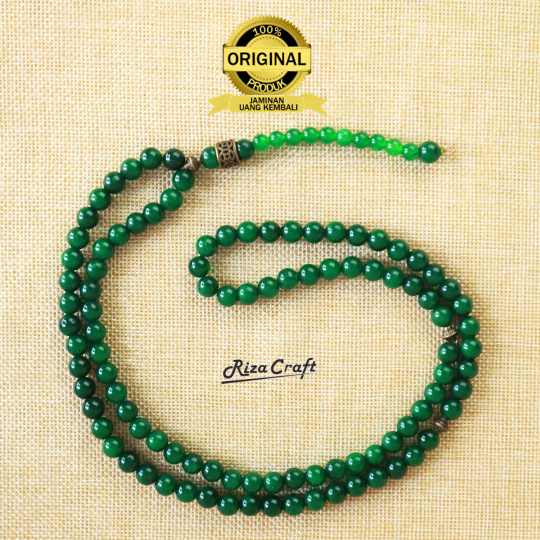 Tasbih Batu Akik Giok Asli Hijau Asli Kalimantan Original Natural 99 Butir
