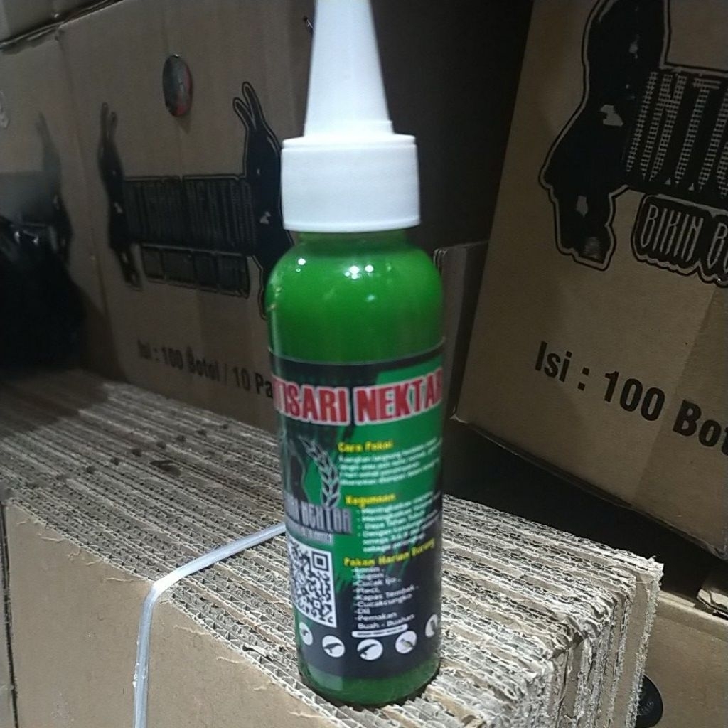 intisari nektar hijau kemasan botol corong