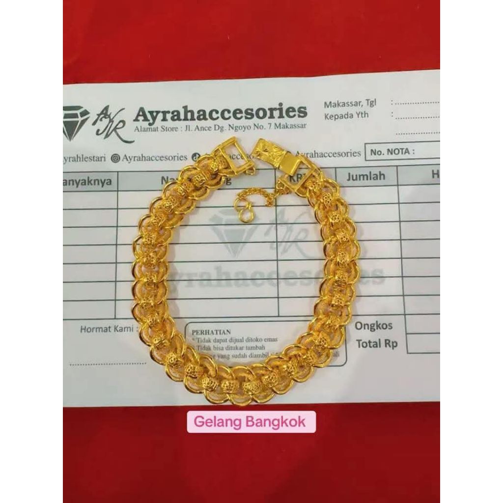 ayrahaccesories gelang rantai lipan lapisan emas 24 k