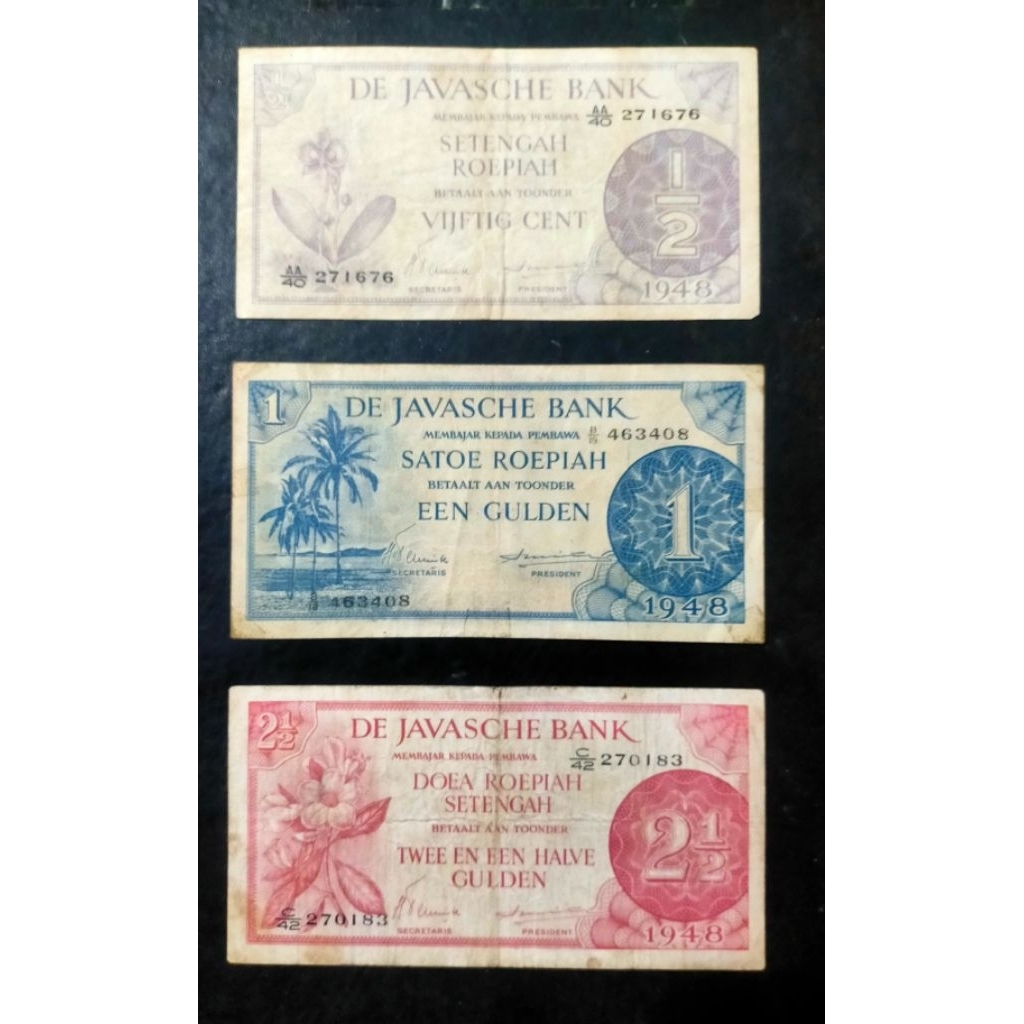 Langka uang 1/2 rupiah uang 1 gulden pederal 1946