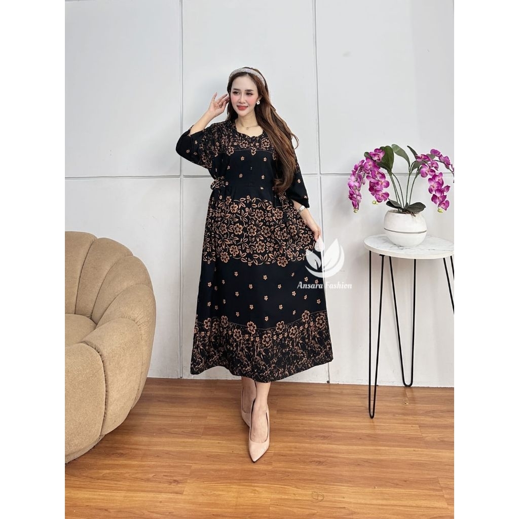 Daster Lusiana Homedress Rayon Busui Premium Friendly Lengan Panjang Dress Tebal Adem Nyaman