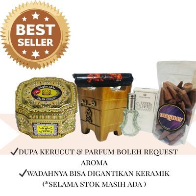 paket hemat tempat bakaran dupa prapen buhur salwa buhur kerucut areng parfum ar-rafif spray 35 ml