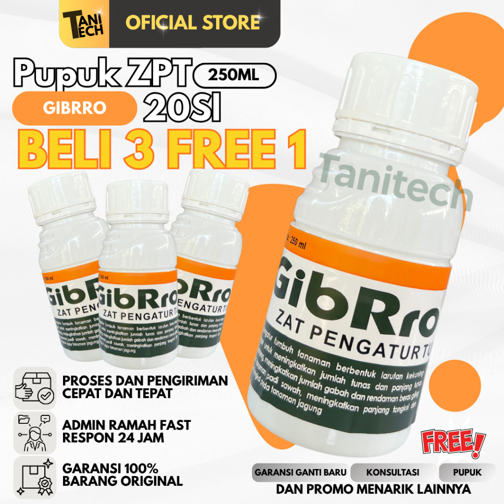 ZPT GIBRO 20-SL 100 ML/ Pupuk Bahan Aktif Asam Gibberellat 20% /Zat Pengatur Tumbuh Tanaman / Pupuk 