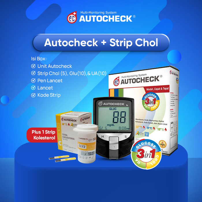 Autocheck 3 in 1 CGU + 1 Box Strip Kolesterol