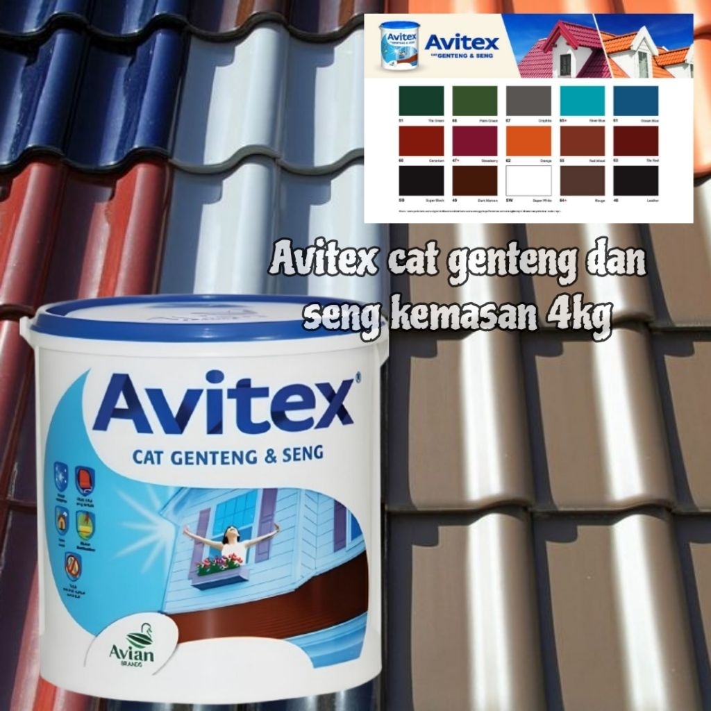 Avitex cat genteng dan seng 4kg, Avitex roof cat genteng dan seng kemasan 4kg, cat khusus genteng da