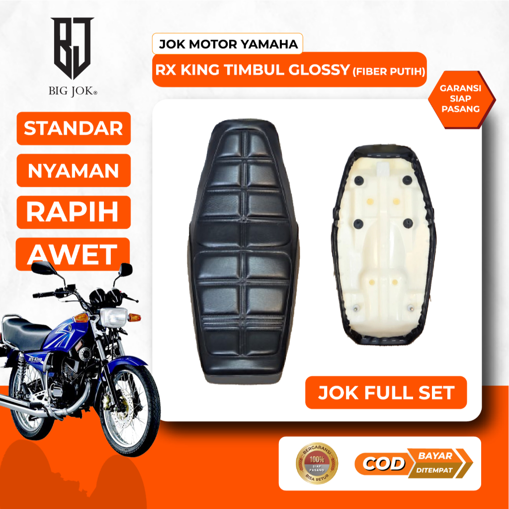 Jok motor RX King timbul glossy I Jok variasi Yamaha RX King fiber putih