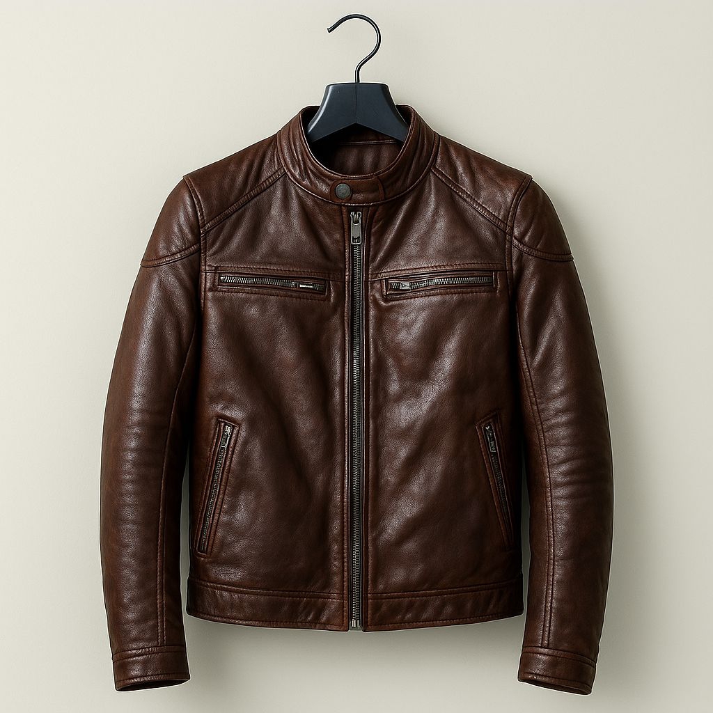 JAKET KULIT PRIA ASLI KULIT DOMBA ORIGINAL COKLAT TUA